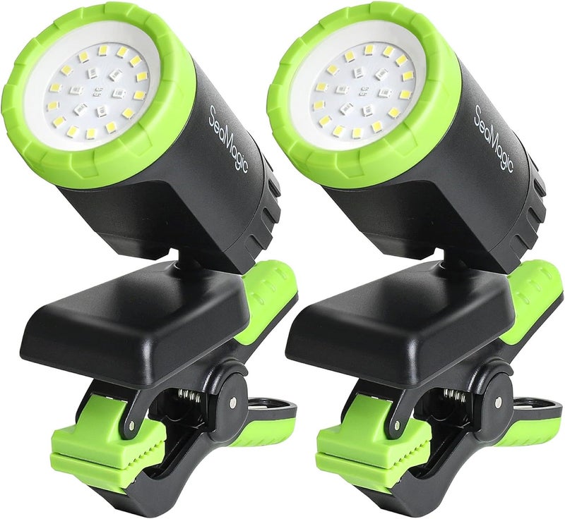 SEAMAGIC 2-Pack Rechargeable LED Work Lights, 360-Degree Adjustable Spotlights with Magnetic Base, Clamp Lights for Barbecue, Workshop, Construction Site, Car Repairing and Home Using - Image 1